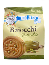 Lade das Bild in den Galerie-Viewer, Baiocchi Pistacchio – Mulino Bianco -  kleiner, runder Keks mit Pistaziencreme füllung
